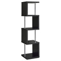 Black And Chrome 4 Tier Bookcase 4 Black Horizontal Office Open Back Wood Contemporary,Modern Wood