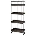 Dark Oak And Sandy Black 4 Shelf Open Back Bookcase 4 Black Standard Horizontal Office Open Back Wood Industrial Wood