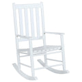 White Slat Back Rocking Chair White White Primary Living Space Farmhouse,Rustic Rocking Chairs Acacia Slat Back Wood