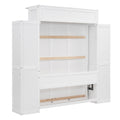 Full Size Murphy Bed Wall Bed With Shelves And Led Lights,White White Solid Wood Mdf