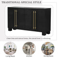 Wood Traditional Style Sideboard With Adjustable Shelves And Gold Handles For Kitchen, Dining Room And Living Room Black Black Mdf