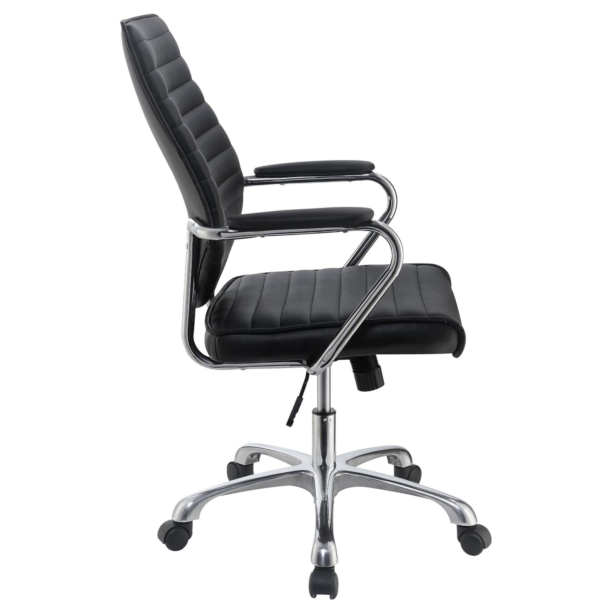 Black And Chrome Height Adjustable Swivel Office Chair Black Office Spot Clean Contemporary,Modern Office Chairs Foam Casters Upholstered