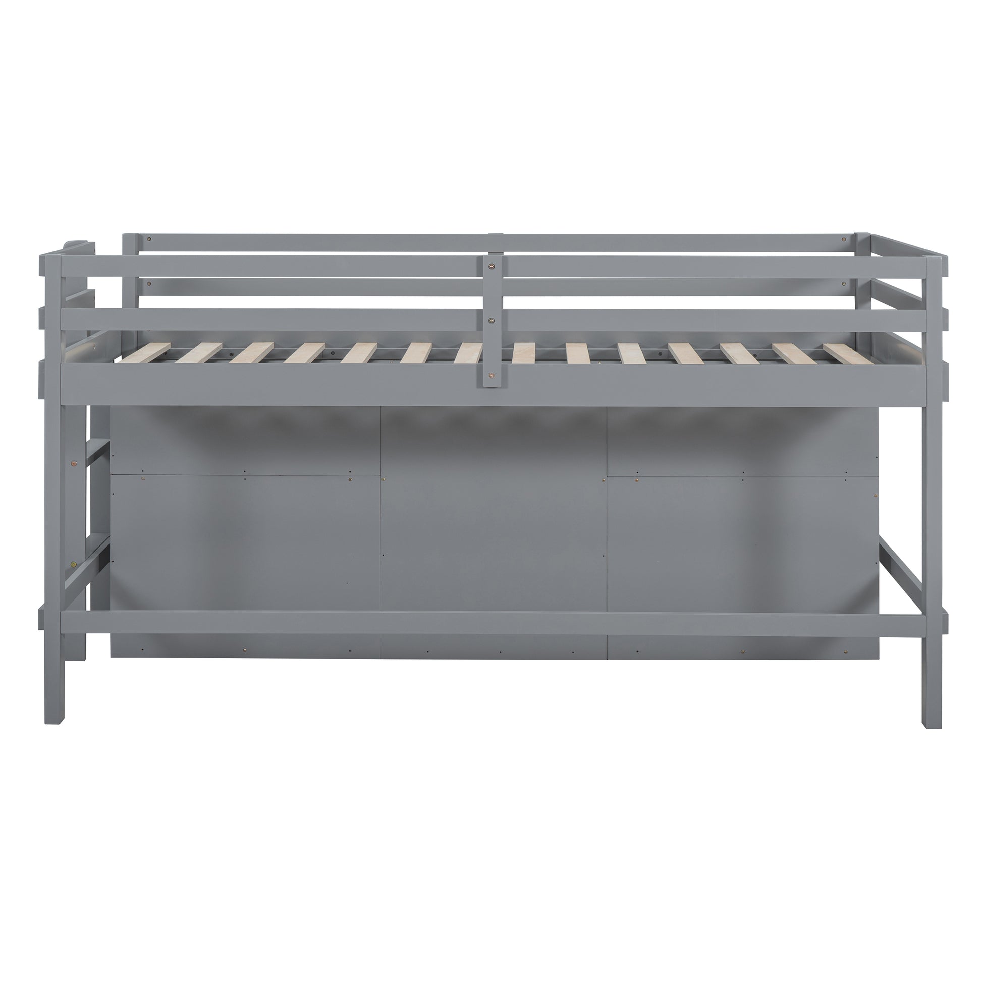 Twin Size Loft Bed With 4 Drawers, Underneath Cabinet And Shelves, Gray Gray Solid Wood Mdf