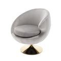 360 Degree Swivel Cuddle Barrel Accent Chairs, Round Armchairs With Wide Upholstered, Fluffy Fabric Chair For Living Room, Bedroom, Office, Waiting Rooms Gray Velvet