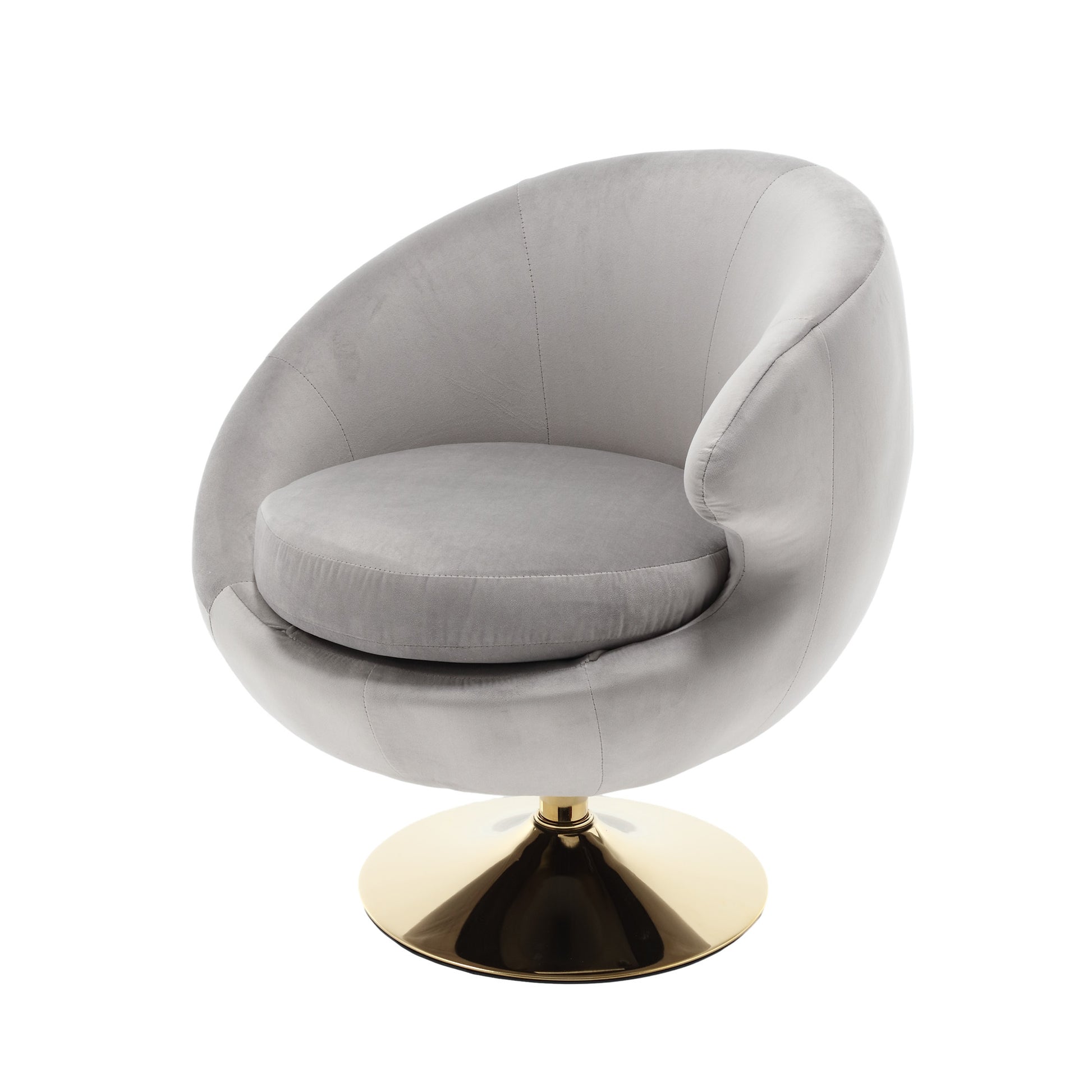 360 Degree Swivel Cuddle Barrel Accent Chairs, Round Armchairs With Wide Upholstered, Fluffy Fabric Chair For Living Room, Bedroom, Office, Waiting Rooms Gray Velvet