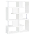 White And Chrome 5 Tier Geometric Bookcase 5 White Geometric Horizontal Office Open Back Wood Contemporary,Modern Wood