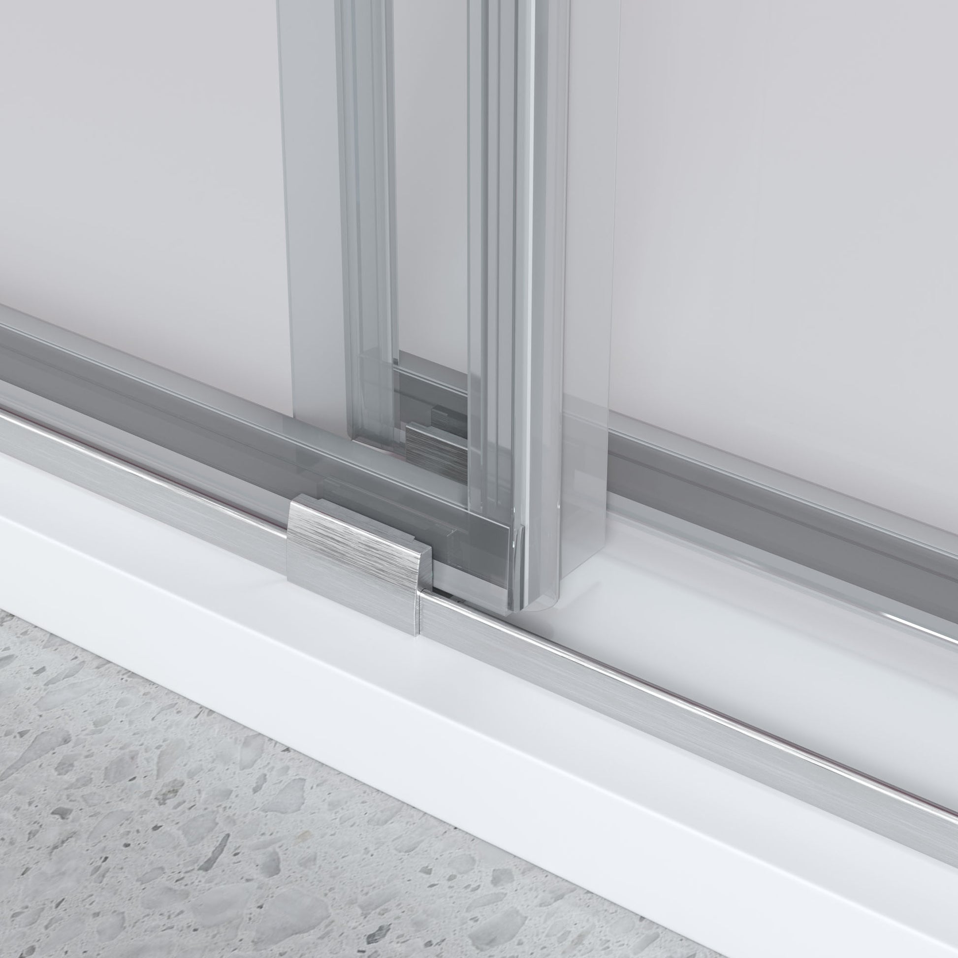 72'' 76'' W X 76'' H Double Sliding Frameless Shower Door With 3 8 Inch 10Mm Clear Glass In Brushed Nickel Brushed Nickel Stainless Steel