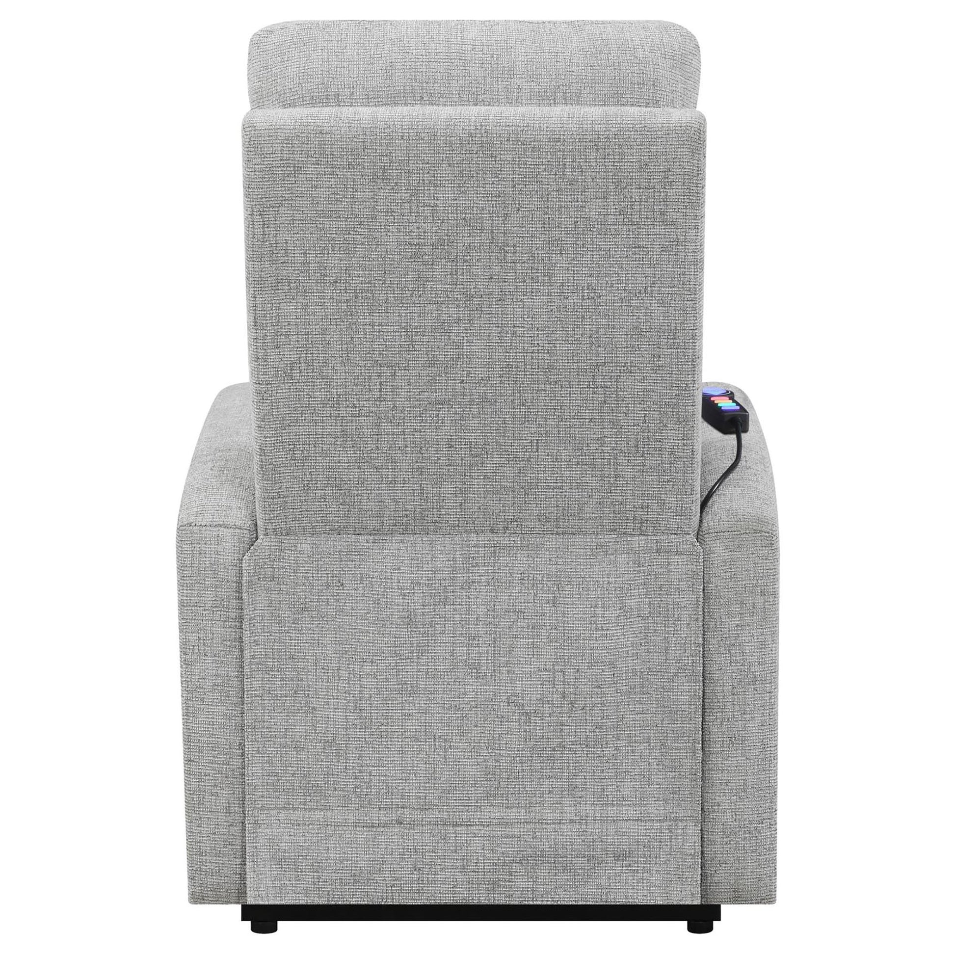 Grey Tufted Power Lift Recliner Grey Chenille Power Remote Wood Primary Living Space Tufted Back Contemporary,Modern Recessed Arms Foam Upholstered