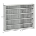 5 Tier Display Cabinet, Glass Display Case With 2 Doors And Adjustable Shelves, Wall Mounted, Grey Gray Glass