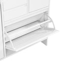 Multi Functional Shoe Cabinet With Wall Cabinet, Space Saving Design Foyer Cabinet With 2 Flip Drawers, Versatile Side Cabinet For Hallway, White White Primary Living Space Particle Board