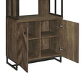 Rustic Oak Herringbone 2 Door Bookcase 3 Brown Standard Horizontal Office Open Back Wood Rustic With Doors Wood