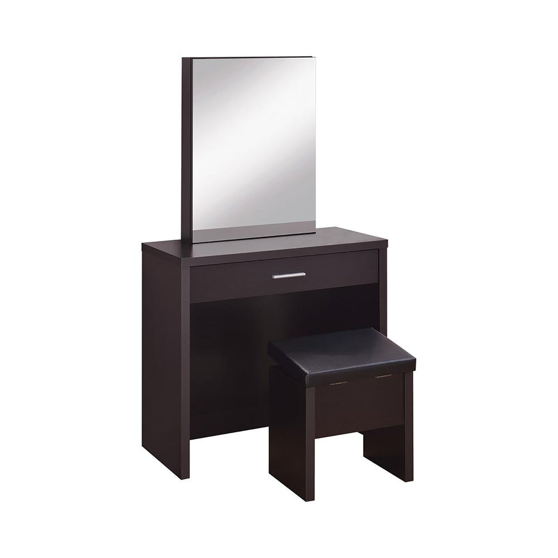 Cappuccino 3 Piece Vanity Set With Sliding Mirror Brown Drawer 1 Drawer Bedroom Contemporary,Modern Wood