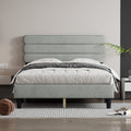 Full Bed Frame With Headboard,Sturdy Platform Bed With Wooden Slats Support,No Box Spring,Mattress Foundation,Easy Assembly Light Gray Wood