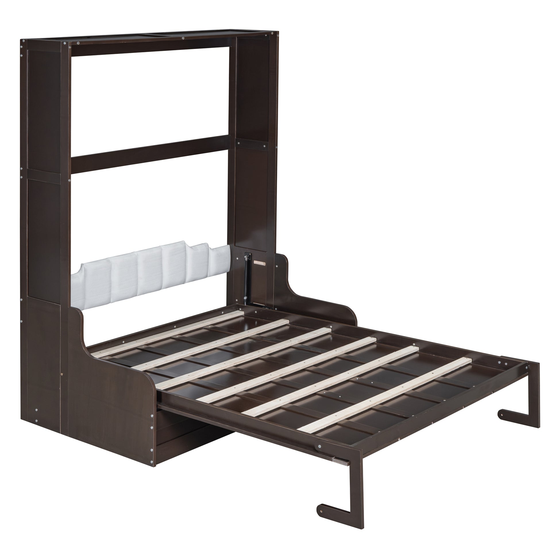Queen Size Murphy Bed Wall Bed With Cushion,Espresso Queen Espresso Mdf Lvl