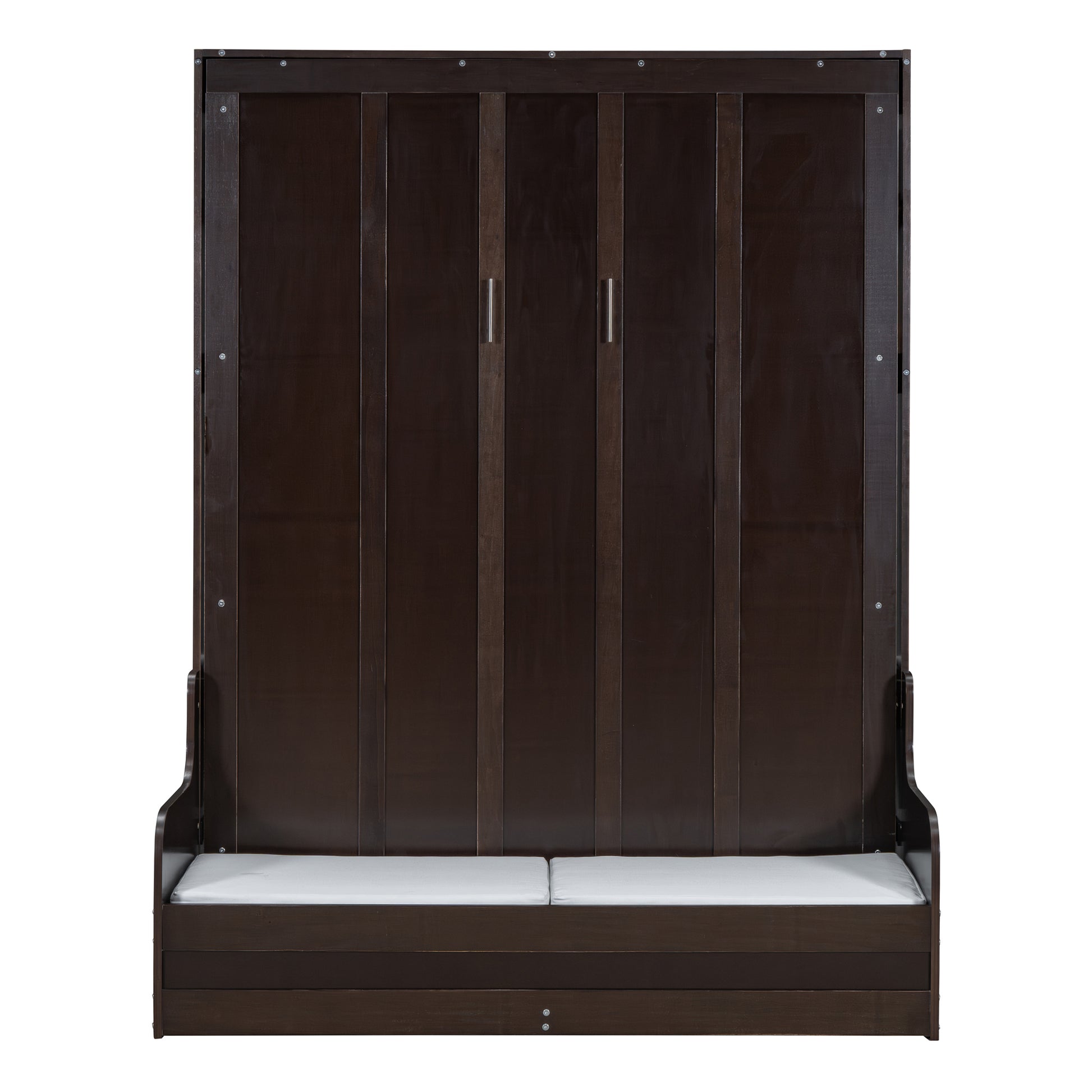 Queen Size Murphy Bed Wall Bed With Cushion,Espresso Queen Espresso Mdf Lvl