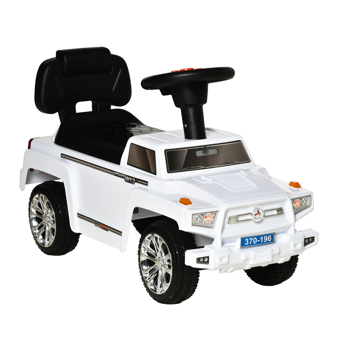 Kids Ride On Push Car, Suv Style Sliding Walking Car For Toddle With Horn, Music, Working Lights, Hidden Storage And Anti Dumping System, White White Metal