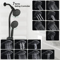 Drill Free Stainless Steel Slide Bar Combo Rain Showerhead 7 Setting Hand, Dual Shower Head Spa System Rough In Valve Included Matte Black Abs