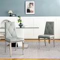 Modern Style Glass Table, Elegant Transparent Design, Durable Support Base, Solid, Selected Materials Made Of Furniture Display Fashion, Suitable For The Living Room Set Of 5 Grey Silver Seats 4 Mdf Glass