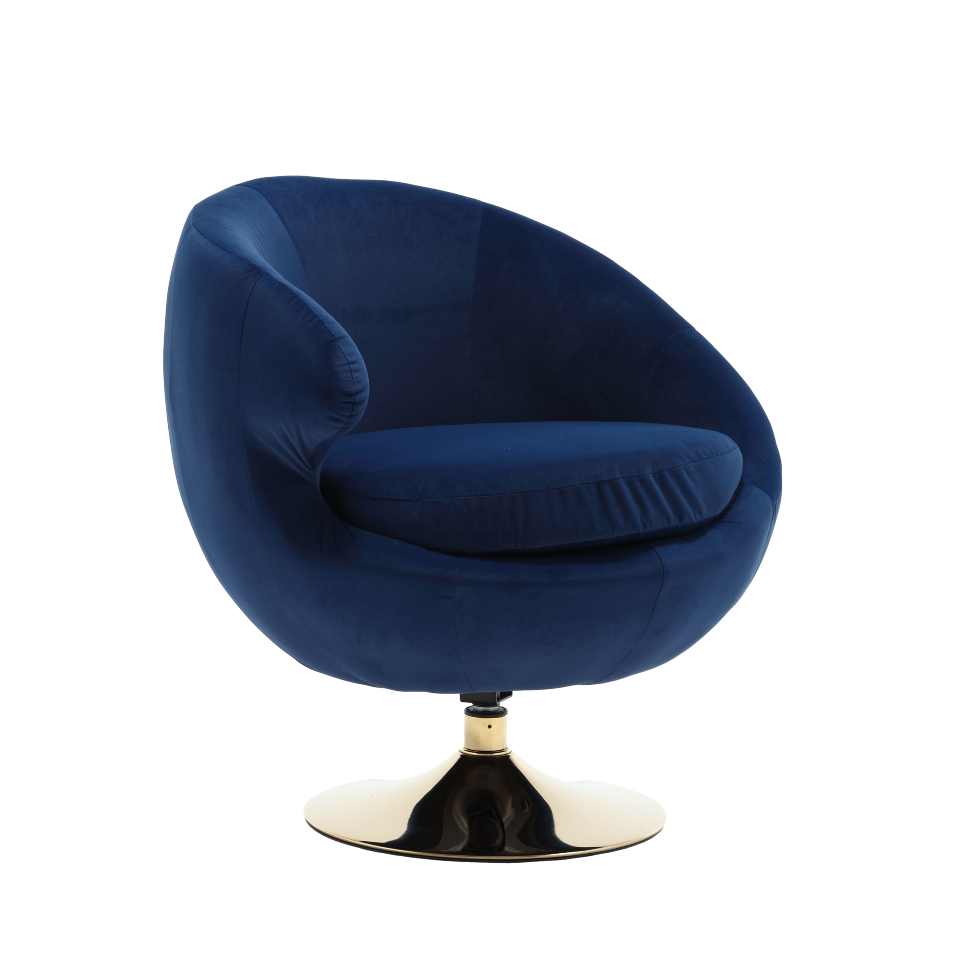 360 Degree Swivel Cuddle Barrel Accent Chairs, Round Armchairs With Wide Upholstered, Fluffy Fabric Chair For Living Room, Bedroom, Office, Waiting Rooms Navy Velvet