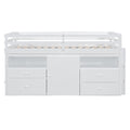 Twin Size Loft Bed With 4 Drawers, Underneath Cabinet And Shelves, White White Solid Wood Mdf