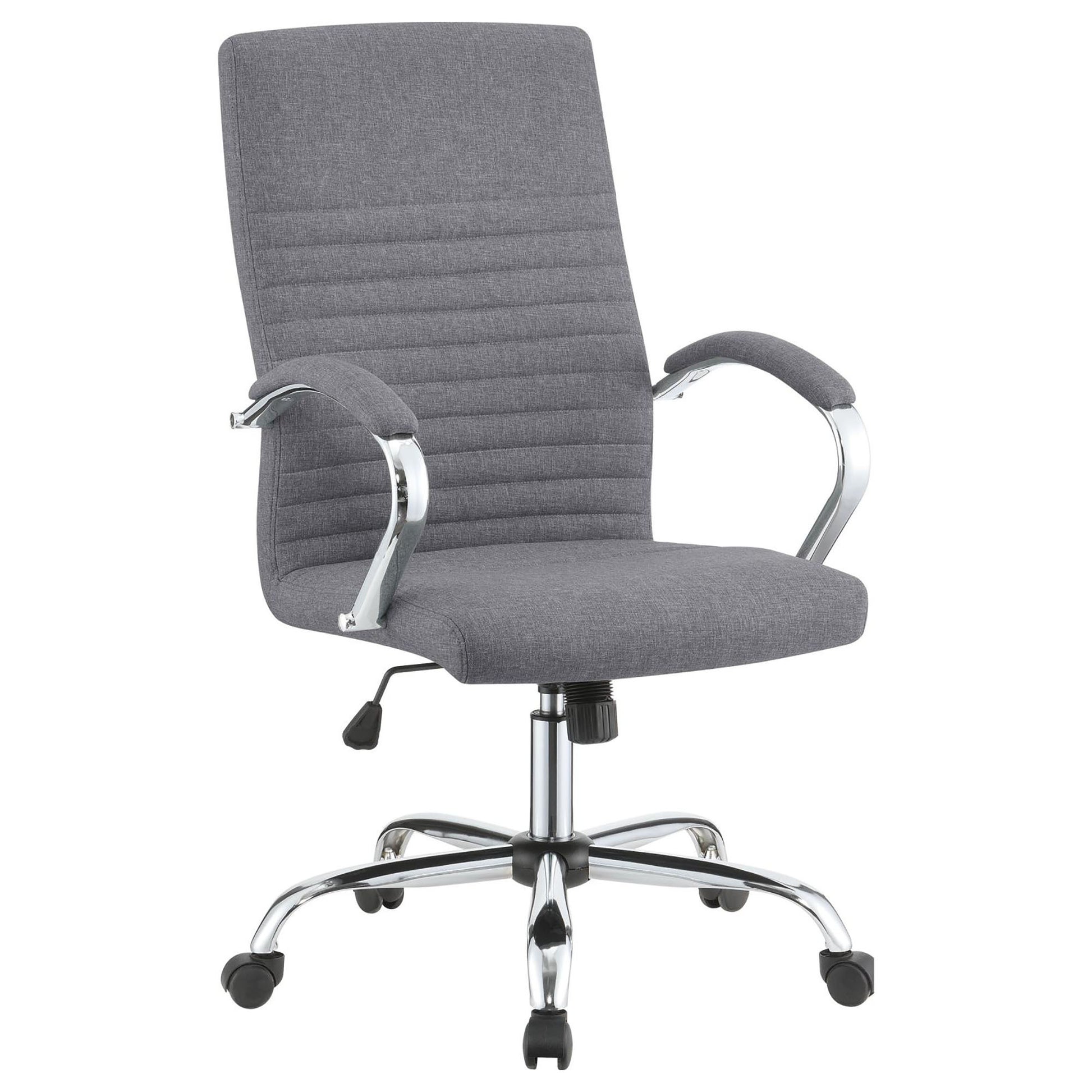 Grey And Chrome Adjustable Desk Chair Grey Office Contemporary,Modern Office Chairs Foam Adjustable Height Upholstered