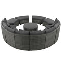 Outdoor Patio Furniture Luxury Circular Outdoor Sofa Set Rattan Wicker Sectional Sofa Lounge Set With Tempered Glass Coffee Table, 6 Pillows, Grey Yes Grey Water Resistant Frame Water Resistant Cushion Garden & Outdoor Sectional Seating Groups Foam