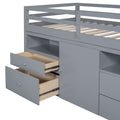 Twin Size Loft Bed With 4 Drawers, Underneath Cabinet And Shelves, Gray Gray Solid Wood Mdf