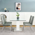 Modern Style Glass Table, Elegant Transparent Design, Durable Support Base, Solid, Selected Materials Made Of Furniture Display Fashion, Suitable For The Living Room Set Of 5 Grey Silver Seats 4 Mdf Glass