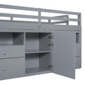 Twin Size Loft Bed With 4 Drawers, Underneath Cabinet And Shelves, Gray Gray Solid Wood Mdf