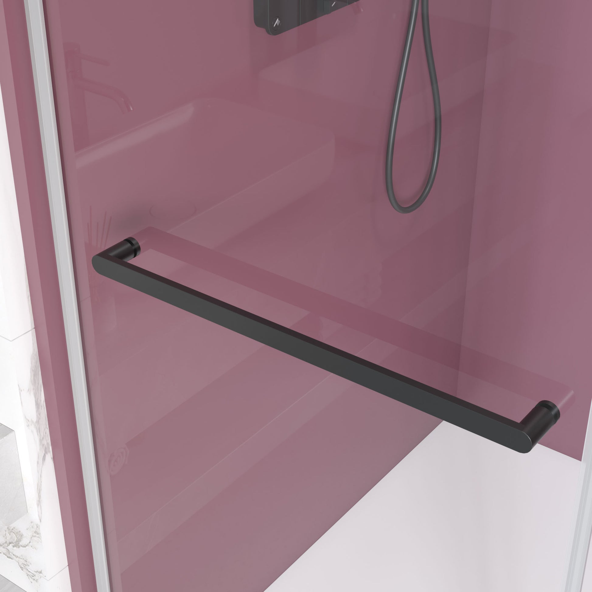 44'' 48'' W X 76'' H Double Sliding Frameless Shower Door With 3 8 Inch 10Mm Clear Glass In Matte Black Matte Black Stainless Steel