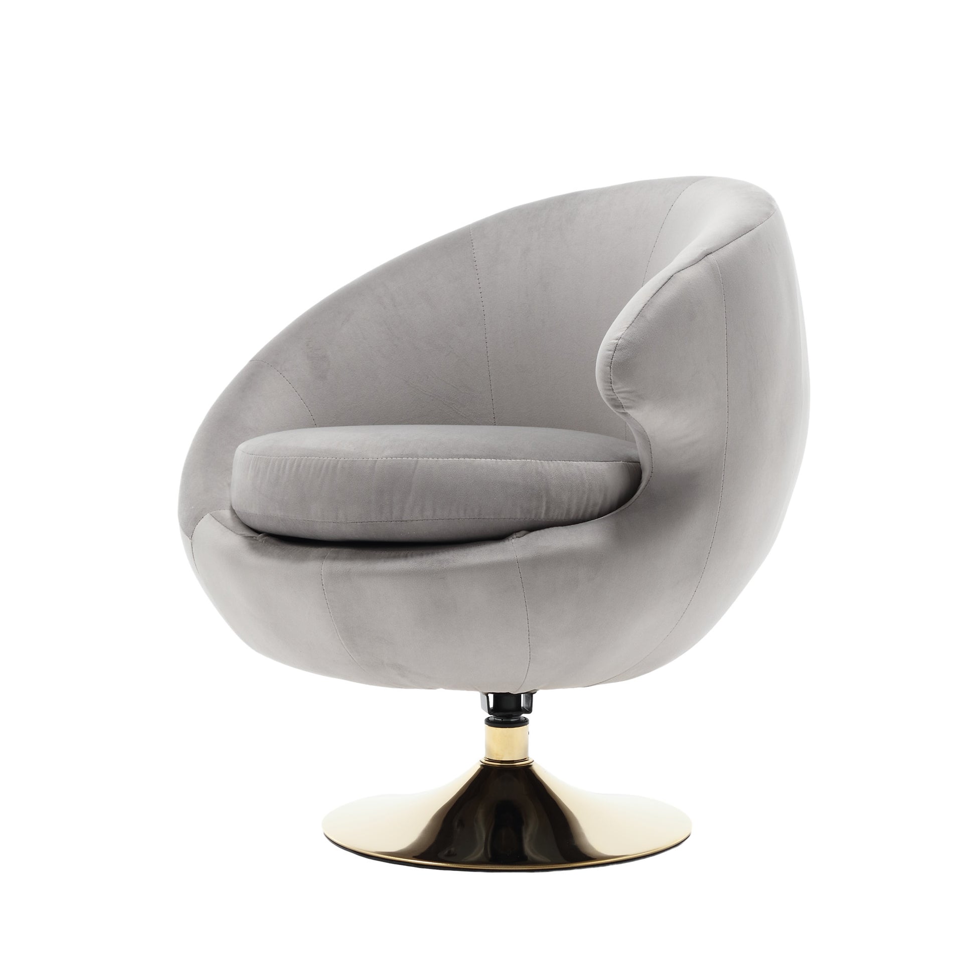 360 Degree Swivel Cuddle Barrel Accent Chairs, Round Armchairs With Wide Upholstered, Fluffy Fabric Chair For Living Room, Bedroom, Office, Waiting Rooms Gray Velvet