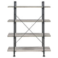 Grey Driftwood And Black 4 Shelf Bookcase 4 Grey Gray Standard Horizontal Office Open Back Wood Industrial Wood