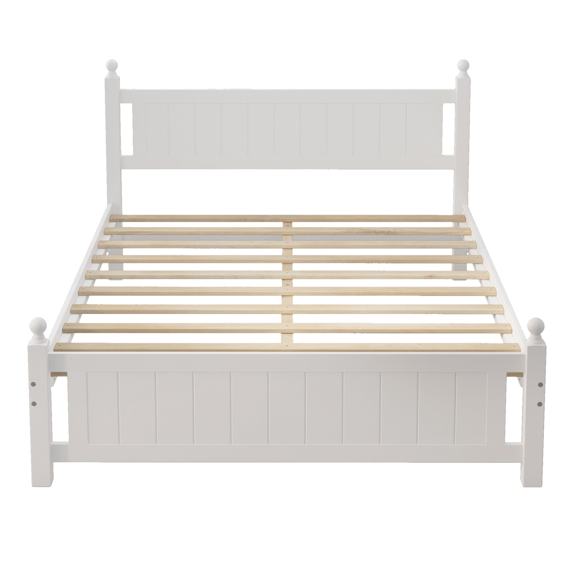 Queen Size Solid Wood Platform Bed Frame For Kids, Teens, Adults, No Need Box Spring, White Box Spring Not Required Queen White Wood Bedroom Mid Century Modern,Modern Pine Bed Frame Wood