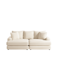 86.6Inch Corduroy 3 Seater Sofa With 3 Back Pillows2 Toss Pillows And Two Ottoman ,Comfy Sofa Deep Seat Couch For Living Room Beige Corduroy