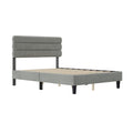 Full Bed Frame With Headboard,Sturdy Platform Bed With Wooden Slats Support,No Box Spring,Mattress Foundation,Easy Assembly Light Gray Wood