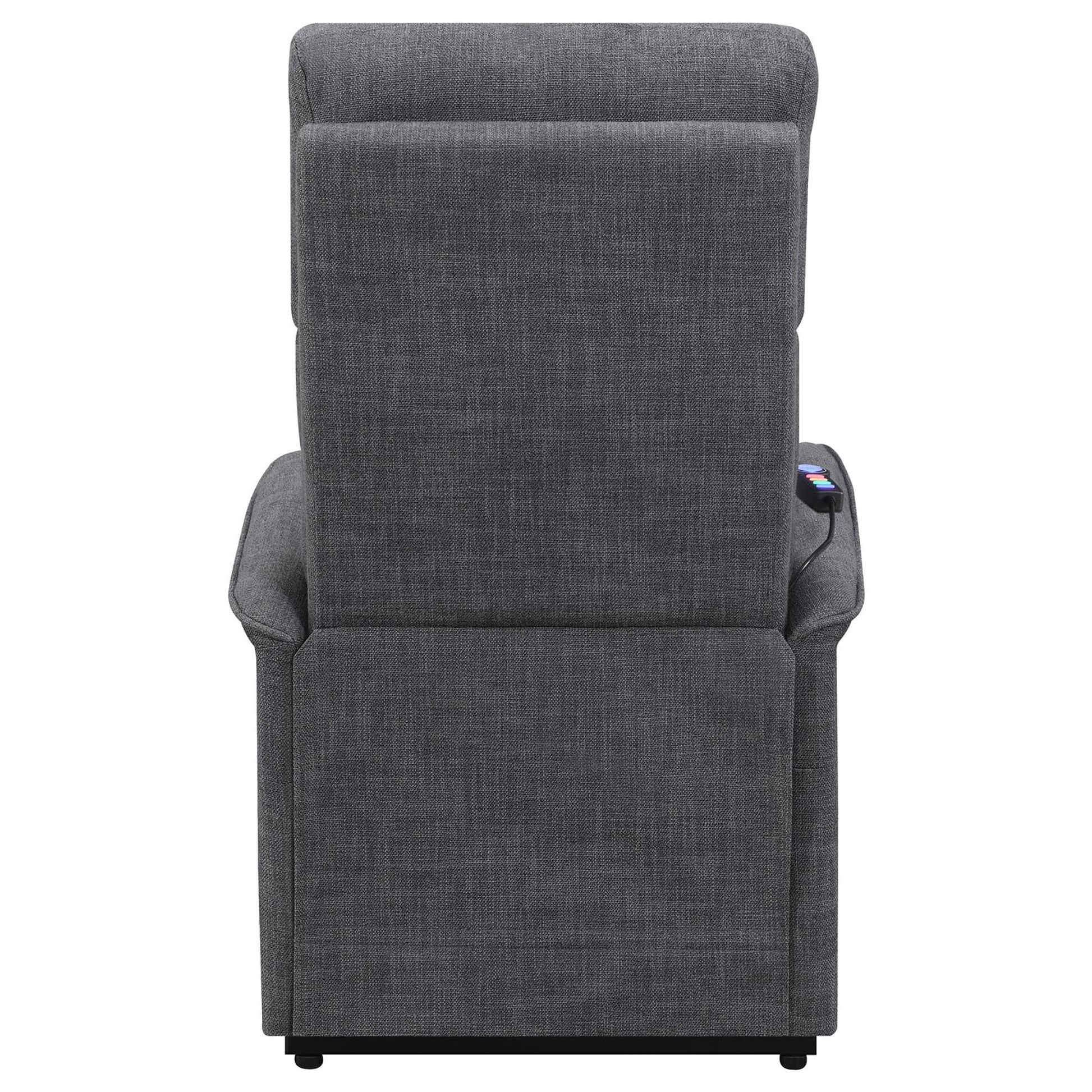 Charcoal Power Lift Recliner With Massage Function Grey Chenille Power Remote Wood Primary Living Space Cushion Back Contemporary,Modern Flared Arms Foam Upholstered