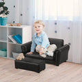 Kids Sofa Set With Footstool For Toddlers And Babies, Kids Couch For Playroom, Nursery, Living Room, Bedroom Furniture, Black Black Wood