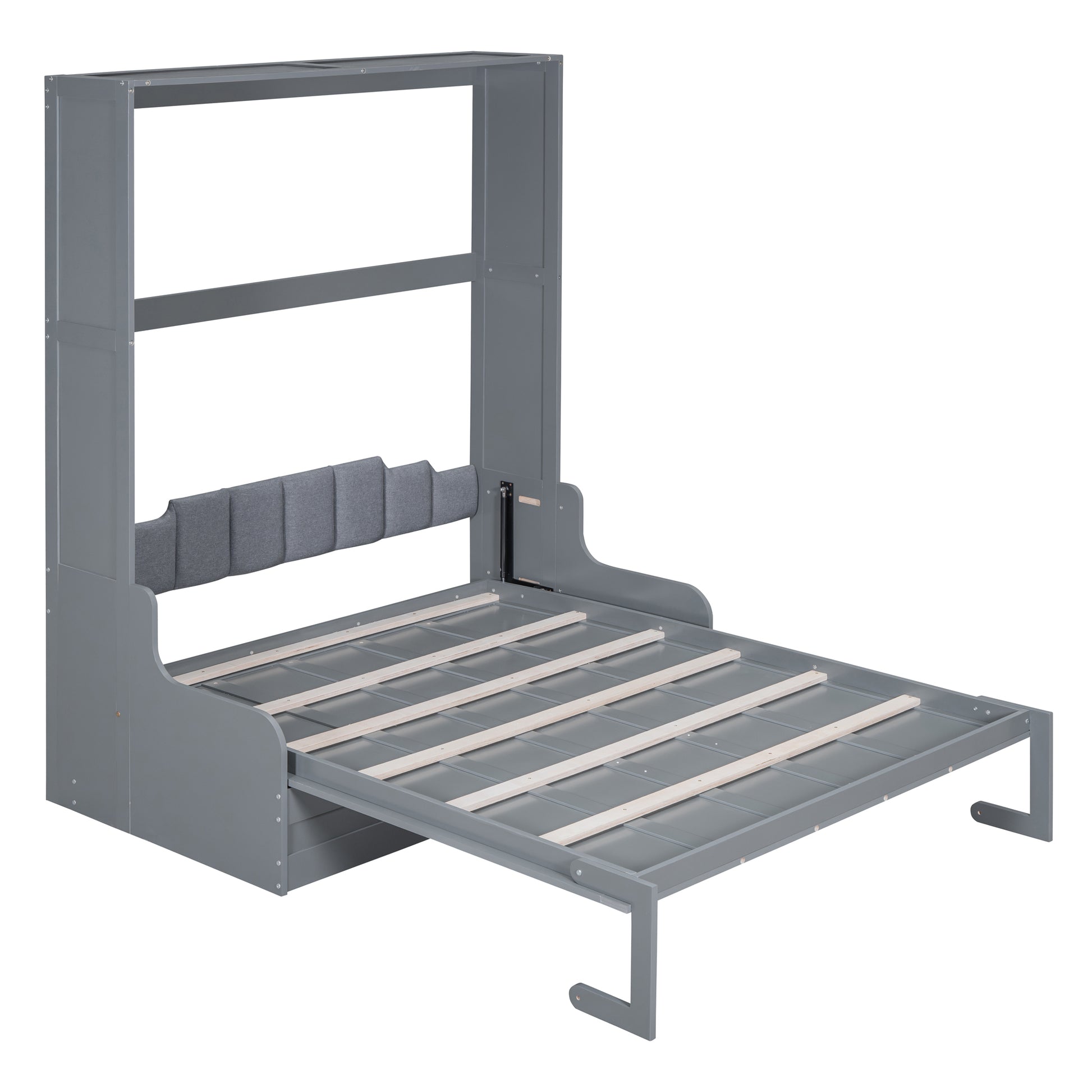 Queen Size Murphy Bed Wall Bed With Cushion,Gray Queen Gray Mdf Lvl