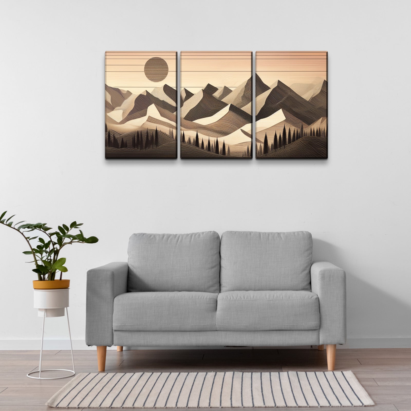 3 Panels Framed Abstract Wood Grain Style Mountain & Forest Canvas Wall Art Decor,3 Pieces Canvas Decoration Painting For Office,Dining Room,Living Room, Bedroom Decor 2030In Thickness 1.5Inch Rectangle Framed Multicolor Oversized 41In Canvas Nature