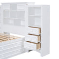 Twin Size Wood Platformbed With Vertical All In One Cabinet And 4 Drawers On Each Side, White Twin White Solid Wood Mdf