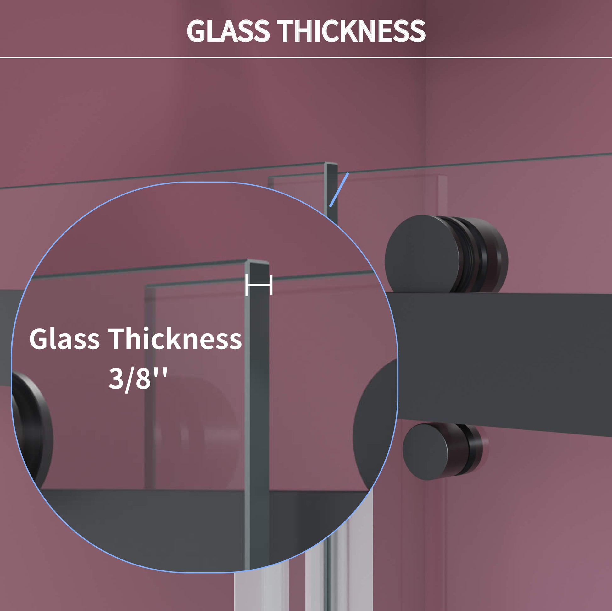 44'' 48'' W X 76'' H Double Sliding Frameless Shower Door With 3 8 Inch 10Mm Clear Glass In Matte Black Matte Black Stainless Steel