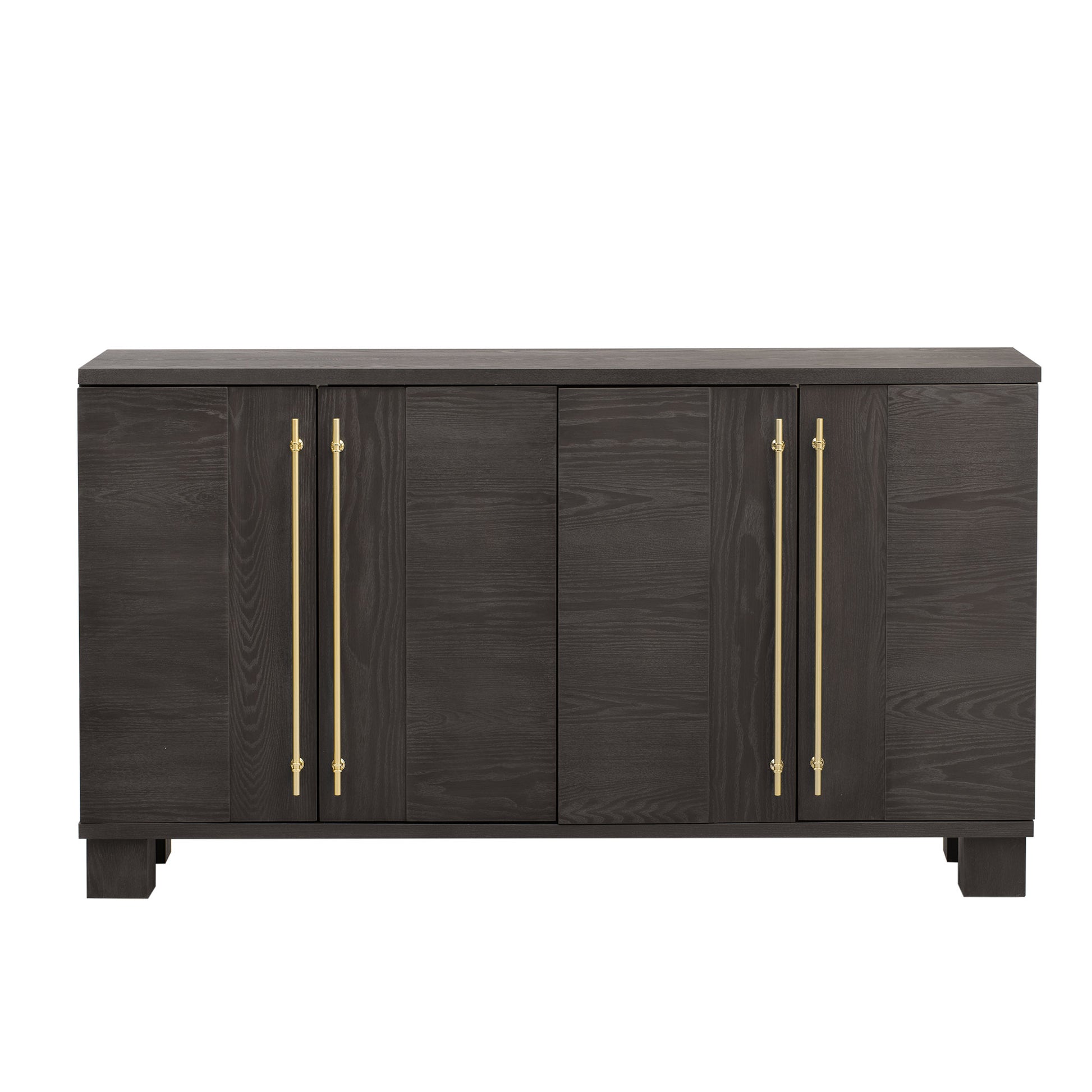 Wood Traditional Style Sideboard With Adjustable Shelves And Gold Handles For Kitchen, Dining Room And Living Room Taupe Taupe Mdf