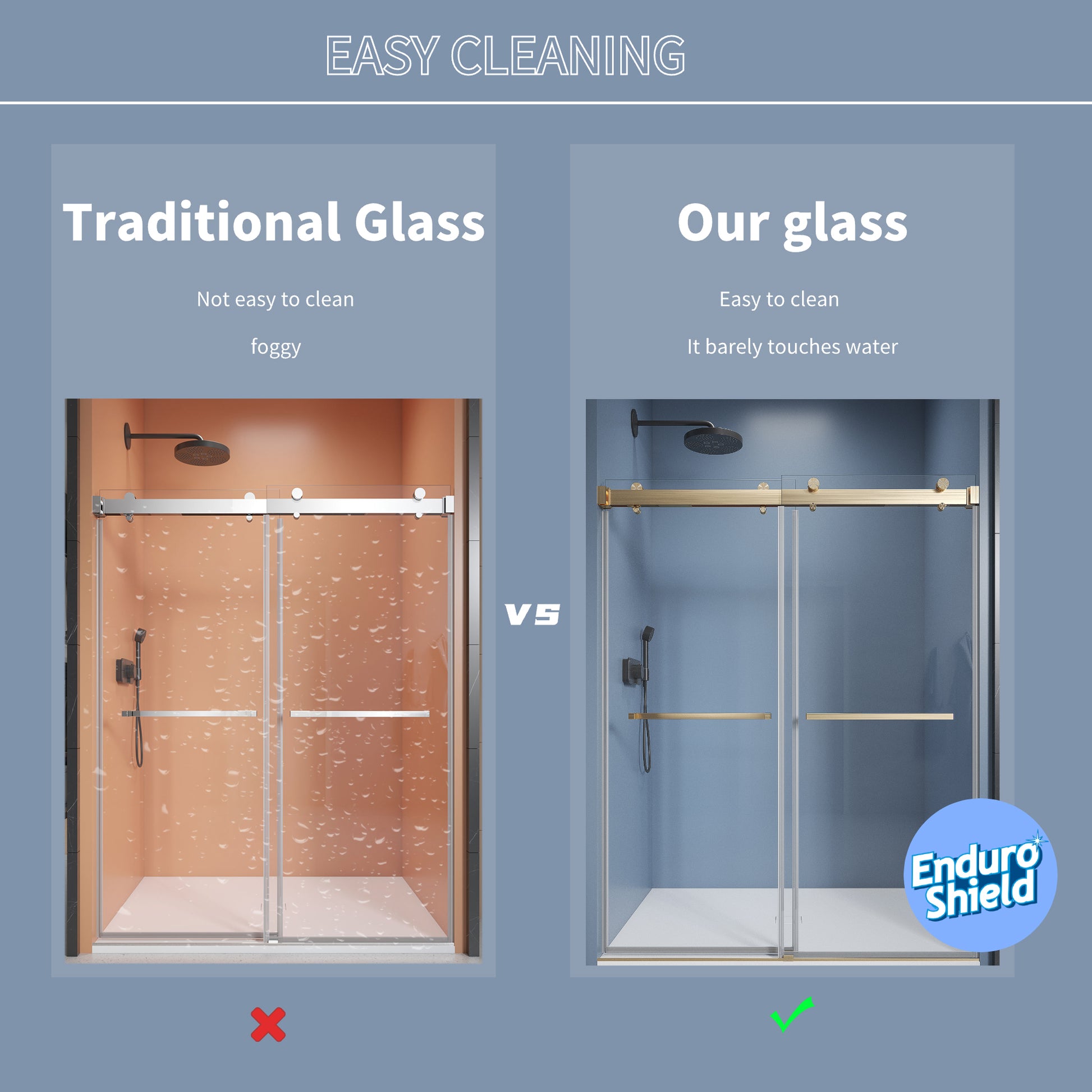 62'' 66'' W X 76'' H Soft Closing Double Sliding Frameless Shower Door With 3 8 Inch 10Mm Clear Glass In Matte Black Matte Black Stainless Steel