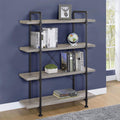 Grey Driftwood And Black 4 Shelf Bookcase 4 Grey Gray Standard Horizontal Office Open Back Wood Industrial Wood