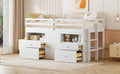 Twin Size Loft Bed With 4 Drawers, Underneath Cabinet And Shelves, White White Solid Wood Mdf