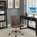 Brown And Chrome Adjustable Desk Chair Brown Office Transitional Office Chairs Solid Back Foam Adjustable Height Upholstered