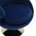 360 Degree Swivel Cuddle Barrel Accent Chairs, Round Armchairs With Wide Upholstered, Fluffy Fabric Chair For Living Room, Bedroom, Office, Waiting Rooms Navy Velvet