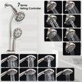 Drill Free Stainless Steel Slide Bar Combo Rain Showerhead 7 Setting Hand, Dual Shower Head Spa System Rough In Valve Included Brushed Nickel Abs