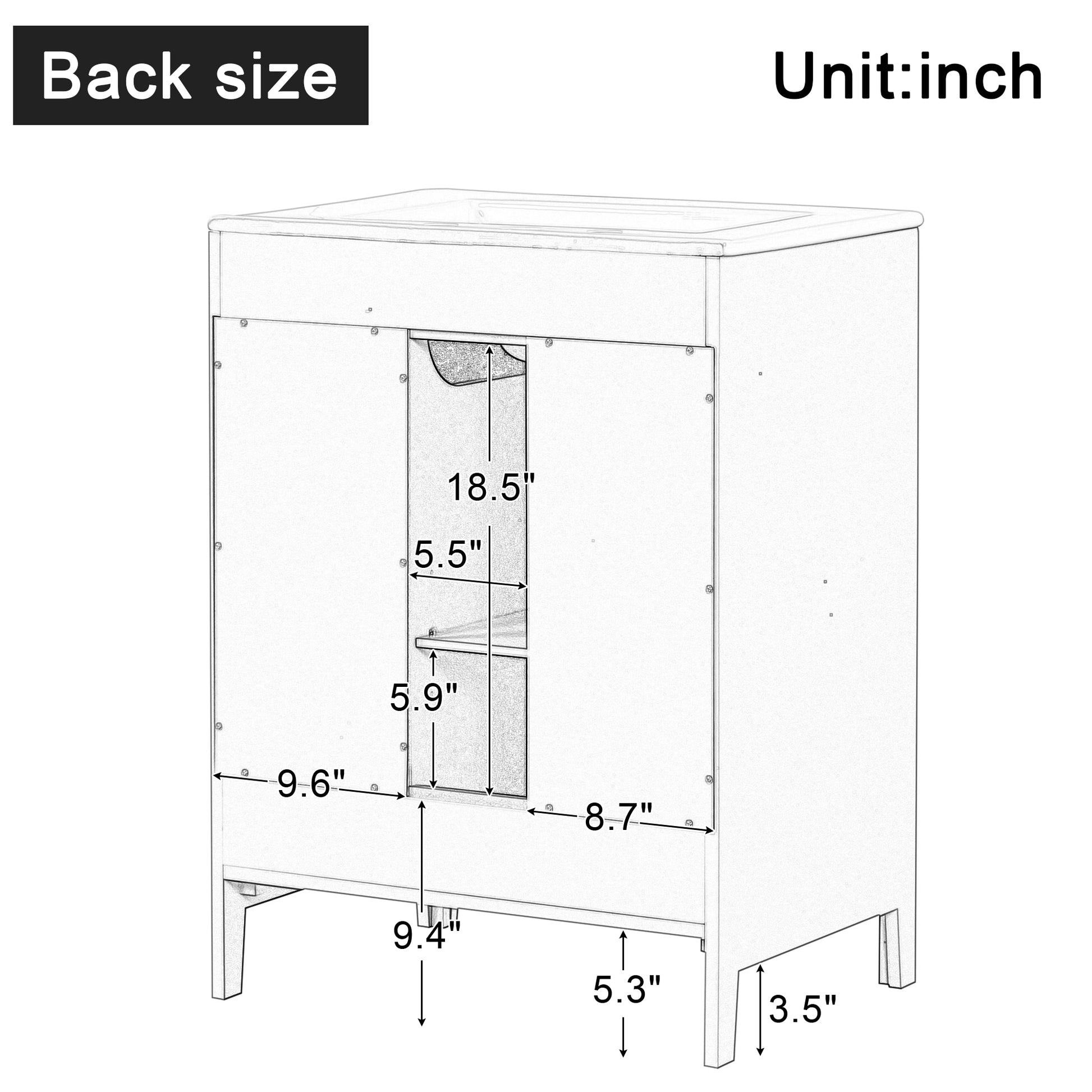 24" Bathroom Vanity With Sink, Bathroom Vanity Cabinet With Two Drawers And Door, Adjustable Shelf, Solid Wood And Mdf, Grey Grey Solid Wood Mdf