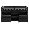 Twin Size Loft Bed With 4 Drawers, Underneath Cabinet And Shelves, Espresso Espresso Solid Wood Mdf